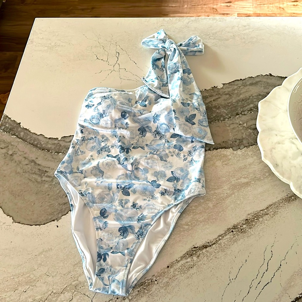 VS Blue floral one shoulder one piece